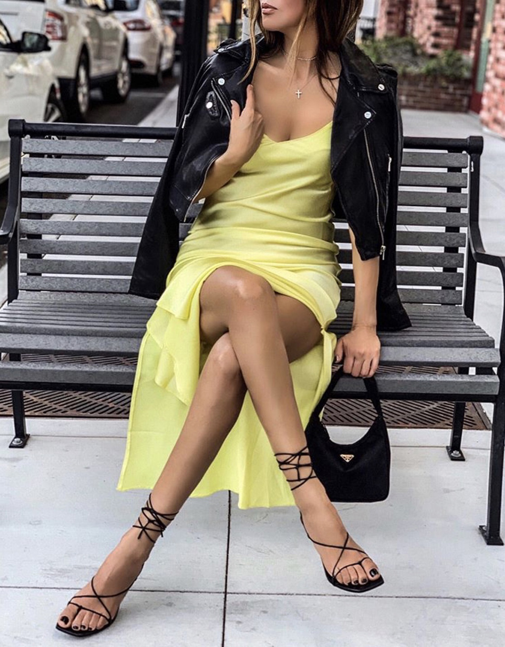 color combinations to wear, yellow slip dress, asos yellow slip, black and yellow outfit | lolario style