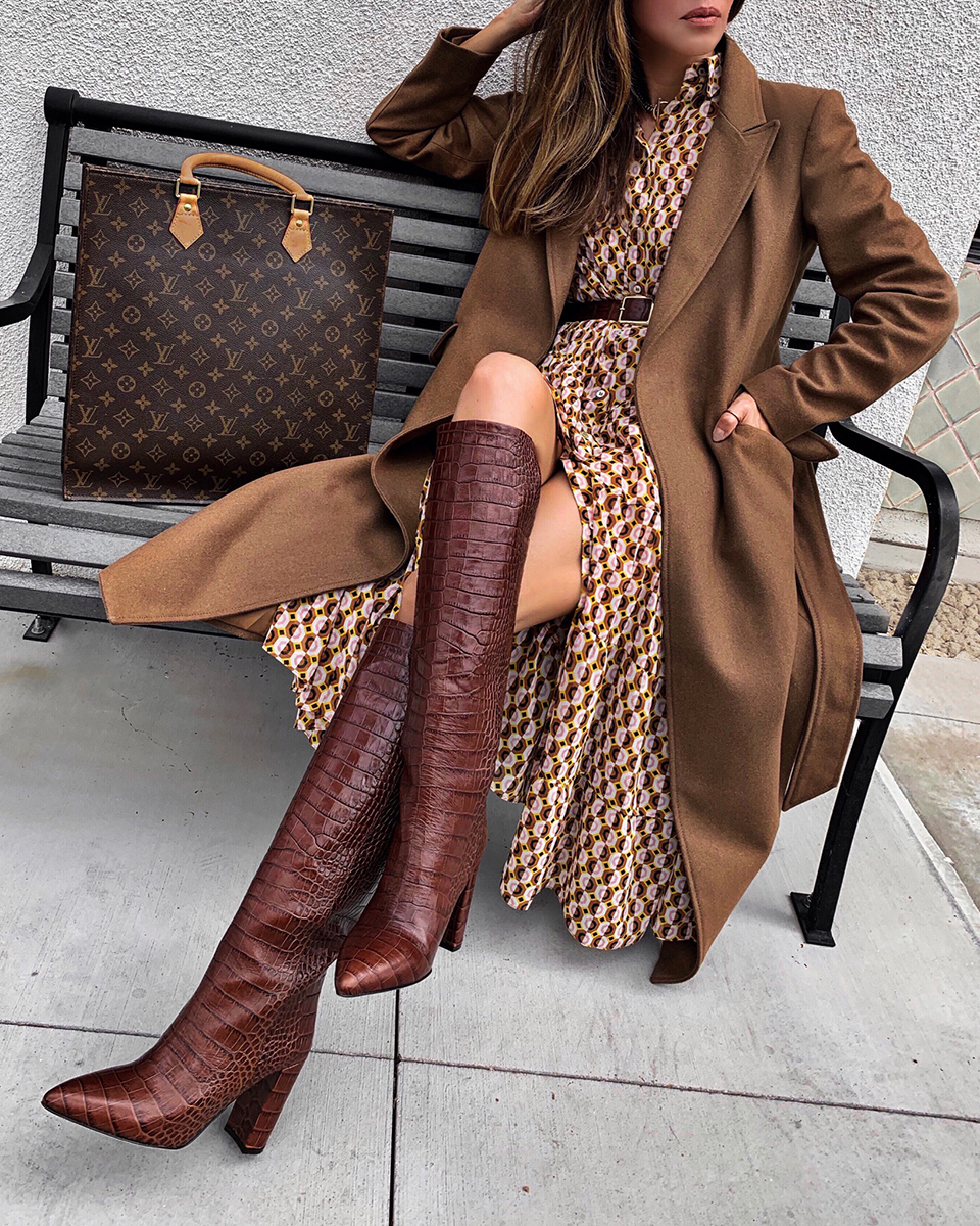 best boots for fall 2019, knee high boots, boots and dress outfit | lolario style