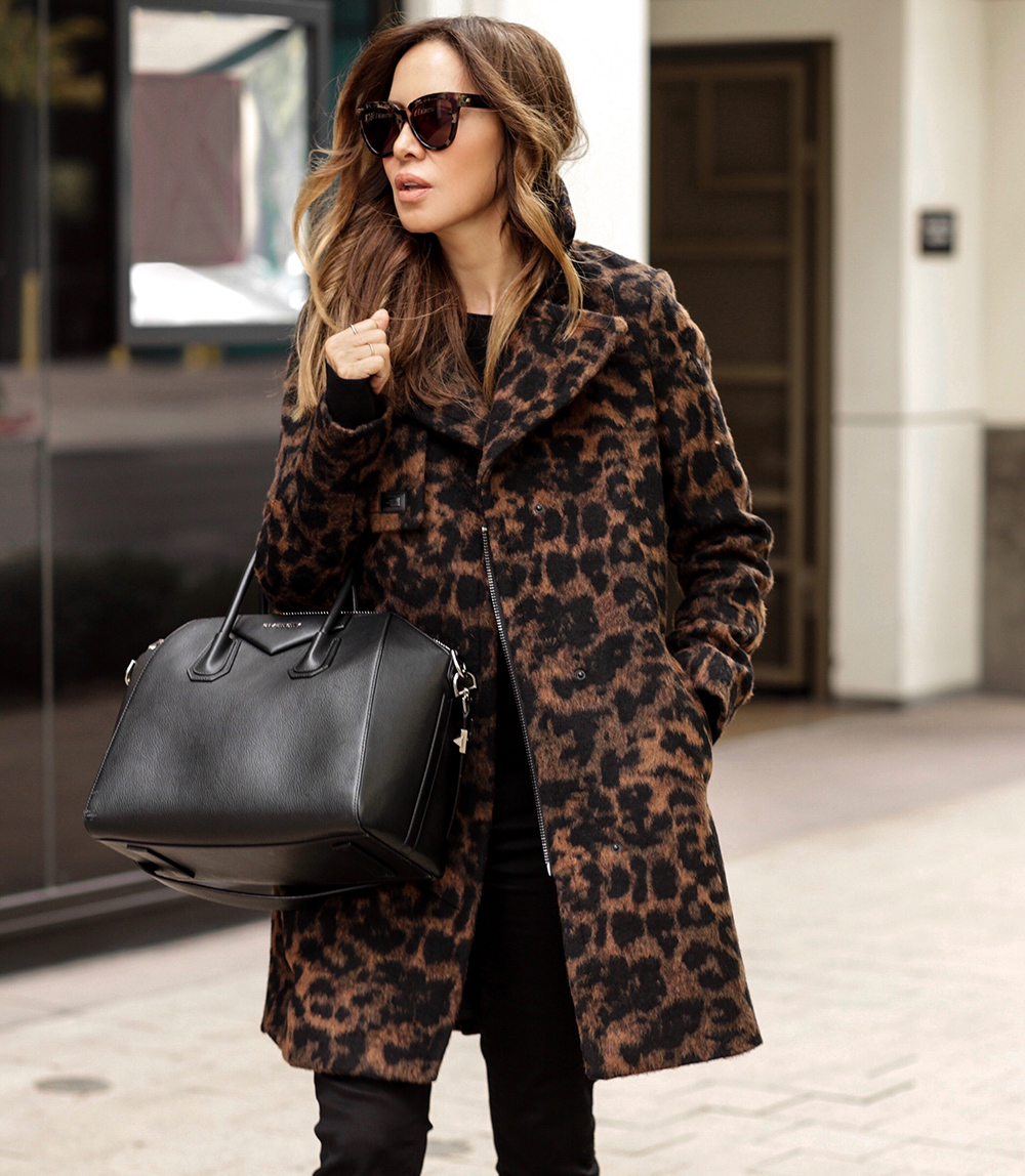 fall trends on a budget, karl lagerfeld leopard print jacket, walmart lord and taylor, sam edelman booties, croc effect boots, givenchy antigona | lolario style
