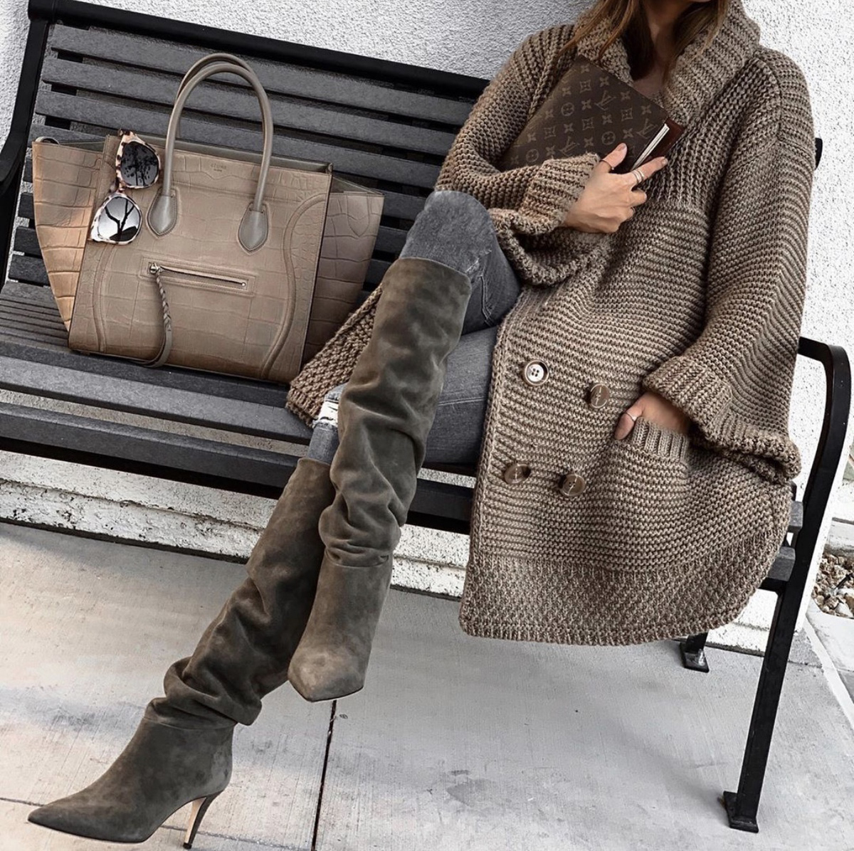 sweater styles, chic sweater styles, sweater styles of fall 2019, knit poncho and slouchy boots | lolario style